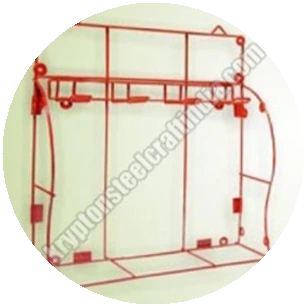 Red sheet metal display rack