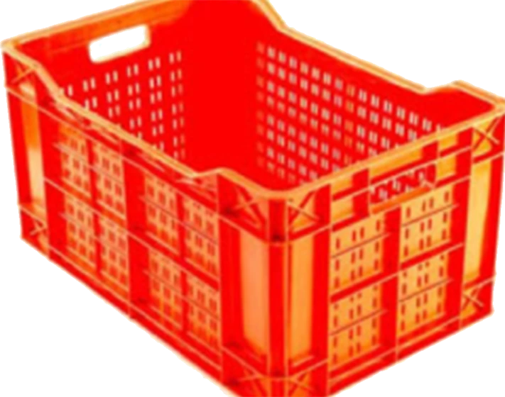 Orange plastic crate